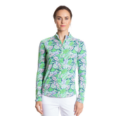 Tropical Leaf Cooling Sun Protection Quarter Zip Pull Over